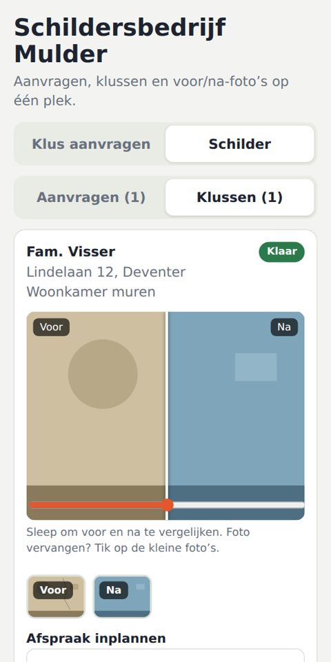 Klussenapp met voor-en-nafoto-vergelijking